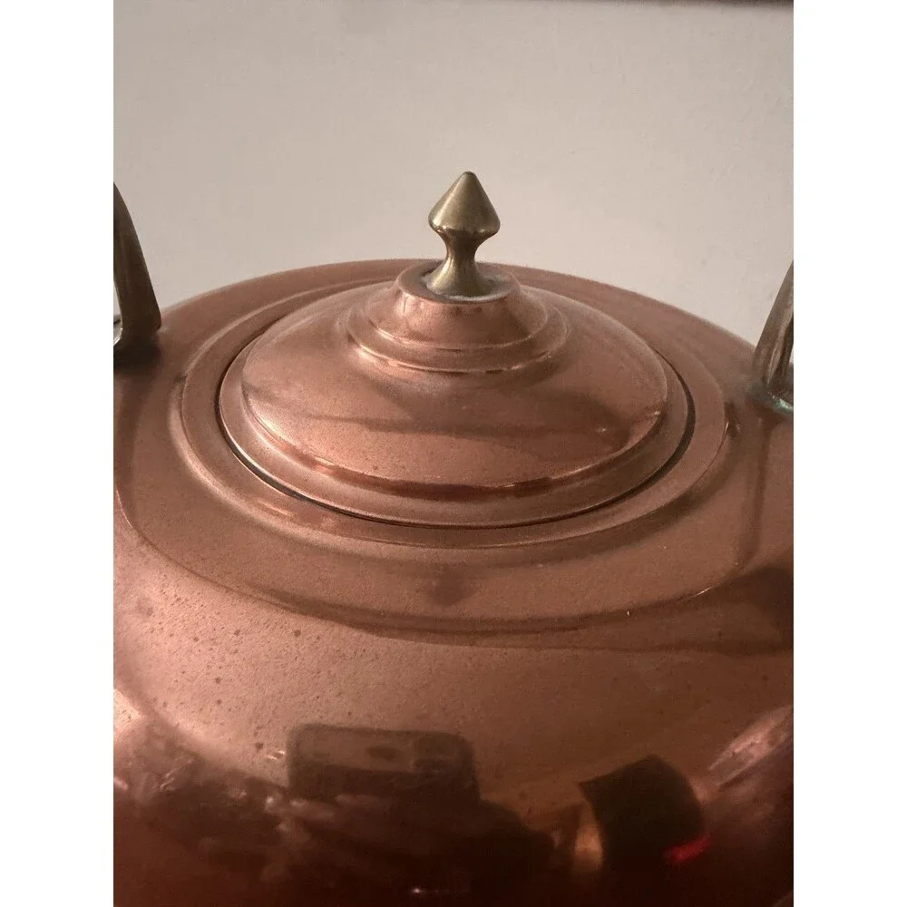 Antique Copper & Brass Large Coffee Tea Pot Kettle Brewing Teapot